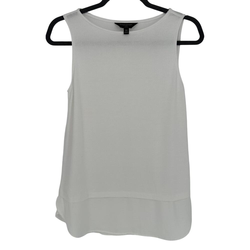 Banana Republic Luxespun Crew Neck Tank Top White Women's XS Essential Basic
